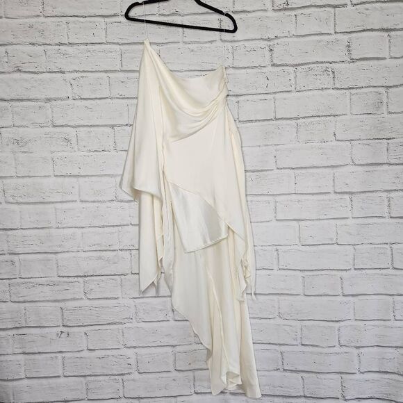 NWT Significant Other Womens Ivory Draped One Shoulder Caspian Dress Size 8 US - Picture 1 of 12